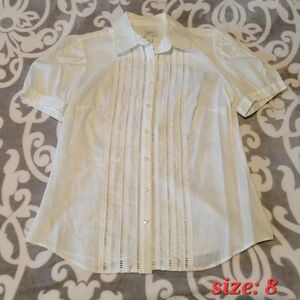 Loft Women's White Short Sleeve Shirt
